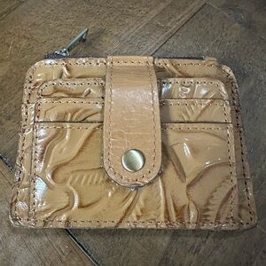 Patricia Nash Cassis ID case in biscuit leather with a tooled pattern wallet